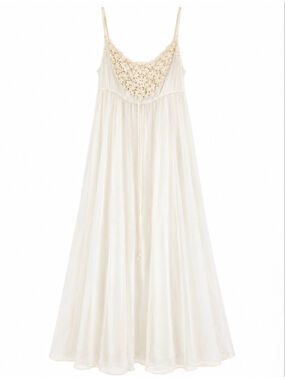 Vintage Gotham Nightgown White Sheer Nylon Size P Lace Maxi Gown Bridal Lingerie